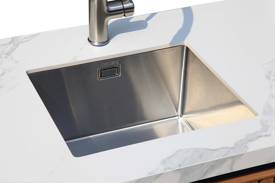 Hand Brushed Aluminum Outdoor Kitchen Cabinet With Rock Plate Surface