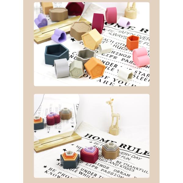 Toddler Educational Silicone Stacking Blocks With Star Heart Flower Shape