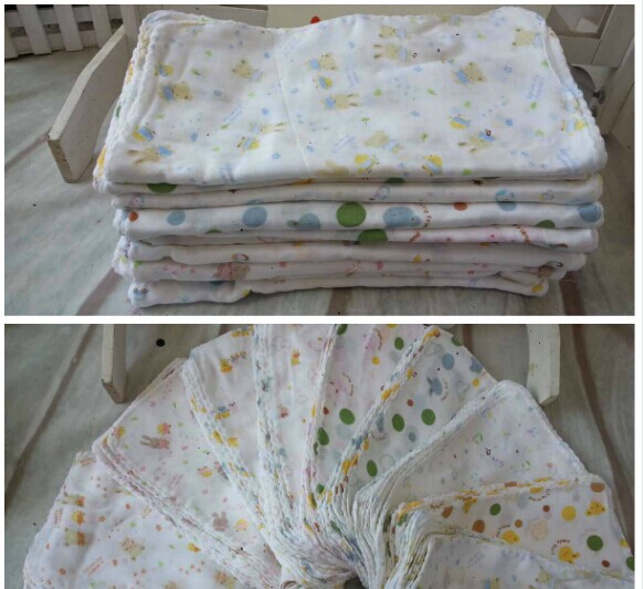 Small Square baby muslin cloths Baby cotton double gauze cartoons handkerchief towel