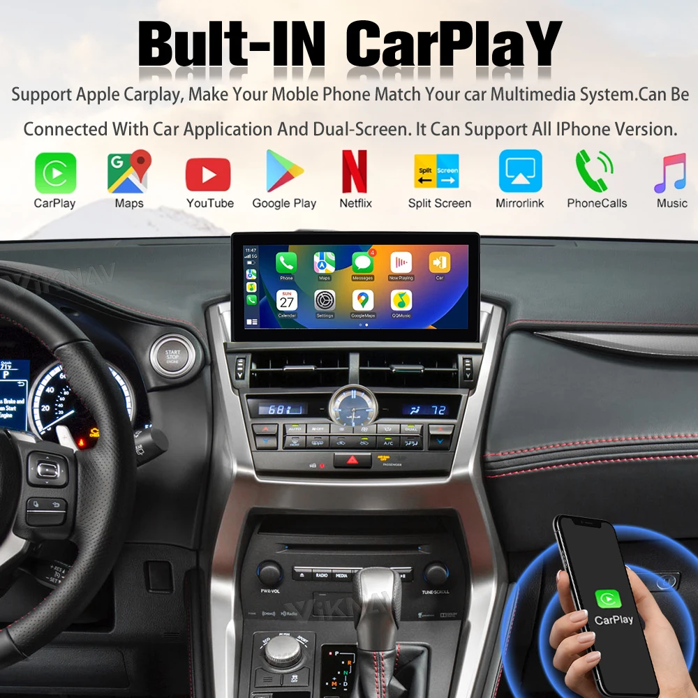 Авторадио Viknav Для LEXUS NX (2018-2020) 12,3-дюймовый сенсорный экран Беспроводной Carplay GPS навигация ЖК-дисплей