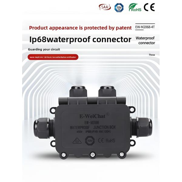 Waterproof Junction Box 1In3Out IP68 Rated Die-Cast Aluminum Direct Through-Wire