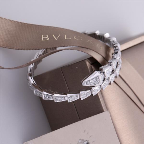 Одн-катушки гадюки Италии браслет Romance Serpenti тонкий в наборе белого золота 18K с полным Bangle змейки диамантов pavé