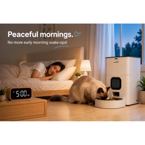 4L Automatic Cat Food Dispenser With APP Remote Controlled Dual Power Backup