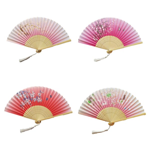 [I AM YOUR FANS] Chinese Flower Pattern Art Craft Gift Folding Fan Party Dance Ancient Style Clothing Hand Fan