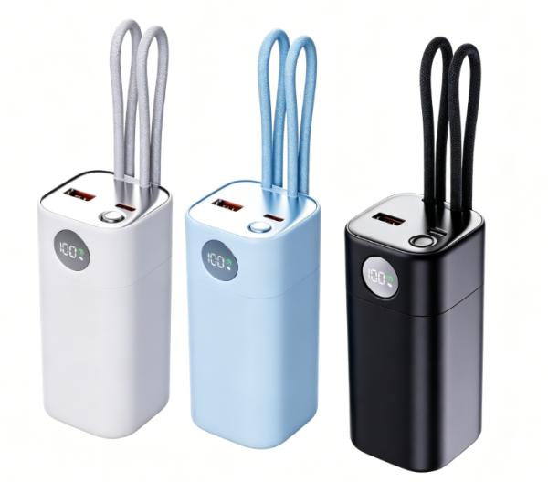 20000mAh 65W Fast Charging Power Bank with Built-in Cables, Portable External Battery for Laptop Phone