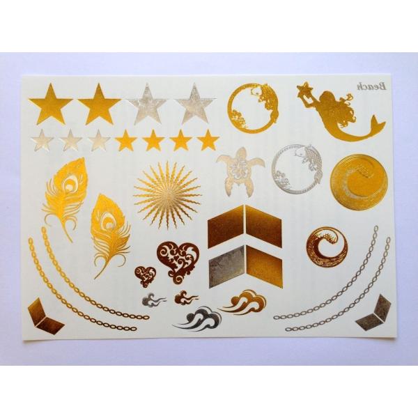 Metallic temporary tattoo, jewelry Gold and silver foil tattoo,