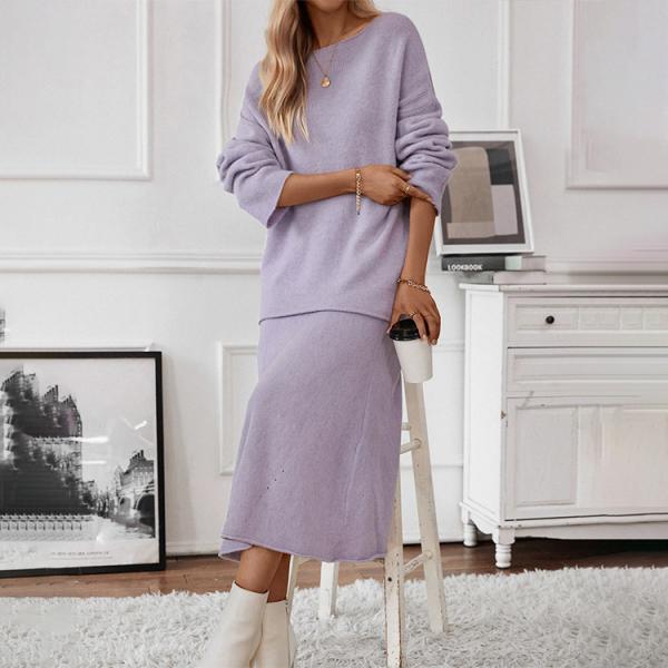 Women's Sweater 2024 New Elegant Knitted Set Women's One Shoulder Sweater Top Elastic Waist Fishtail Skirt