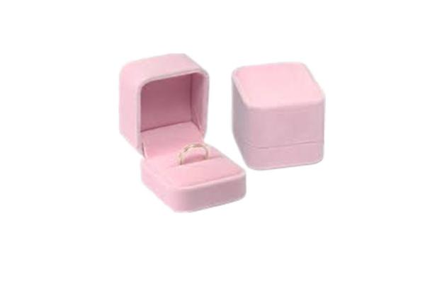 Luxury Velvet Wedding Ring Jewelry Box Packaging Pink Elegant Style High Grade