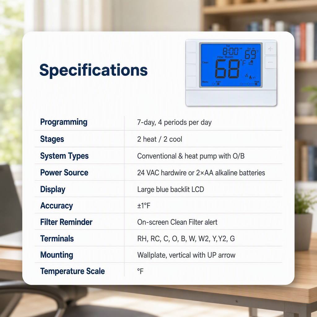 Coiiwsei Blue LCD Display Intelligent Temperature Controller for Indoor in Hotels and Houses