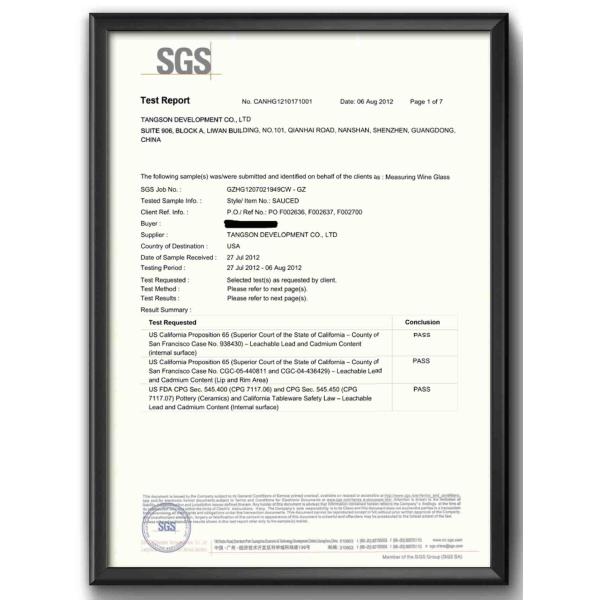 TANGSON DEVELOPMENT CO., LIMITED Сертификации