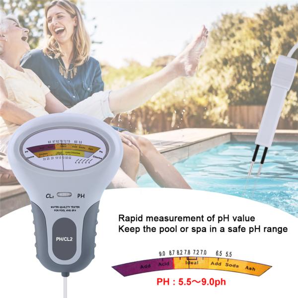 CL2 Tester 2 In 1 Water Quality PH & Chlorine PC-102 - Water Quality Testing Device for Swimming Pools & Aquariums