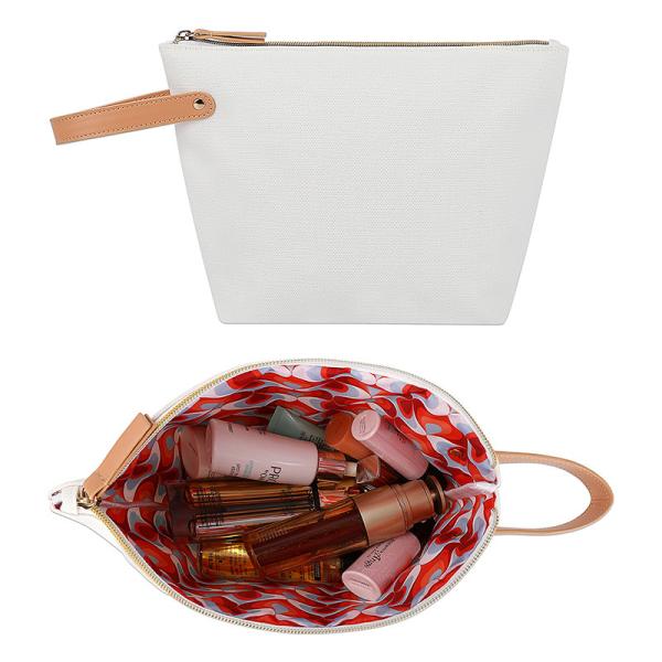 Sac de maquillage en toile blanche avec revêtement intérieur de mode 11X4X8 pouces