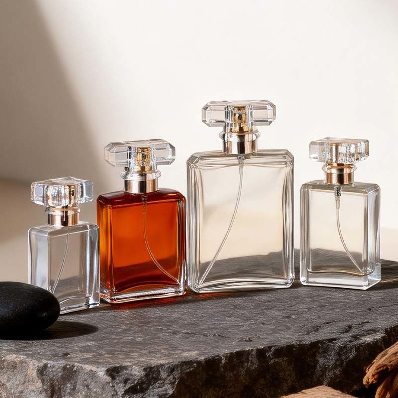 UV Silver Cap Elegant Glass Perfume Bottle Featuring Spraying or Frosting