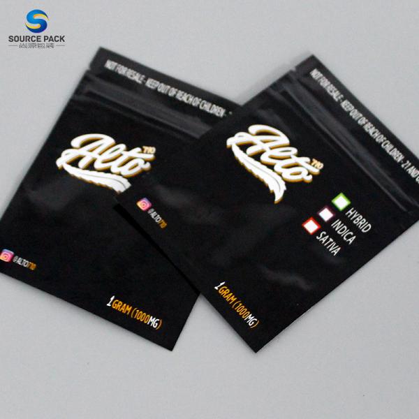 Black Color Weed Packaging Bag Heat Seal Candy Bags 3.5g Smell Proof