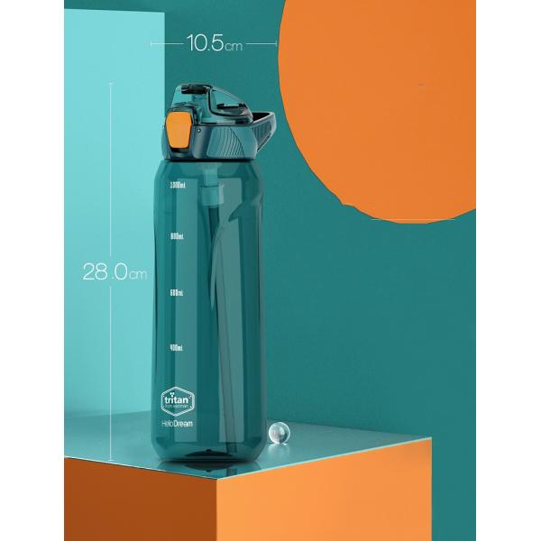 Large 1 Gallon Tritan Plastic Gym Bottle Leakproof Flip Top Football Water Bottles