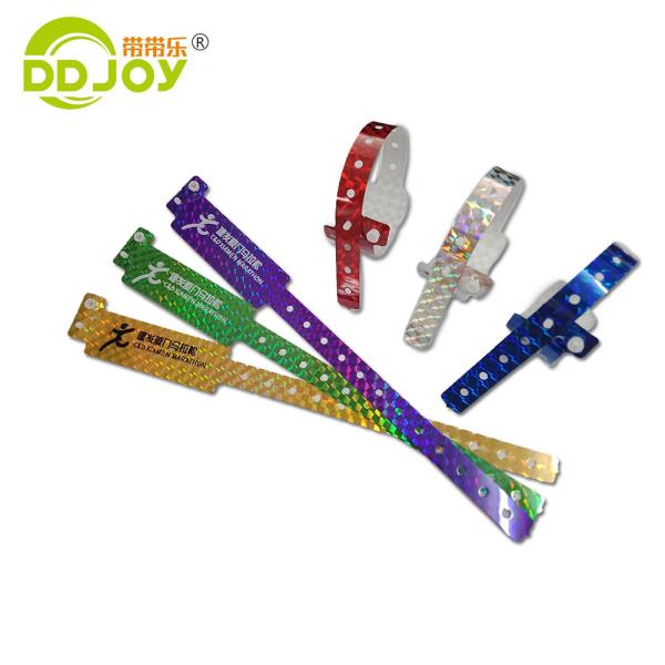 Blue Customized Holographic Wristband for Festival and Concert 250*25mm/250*16mm Size