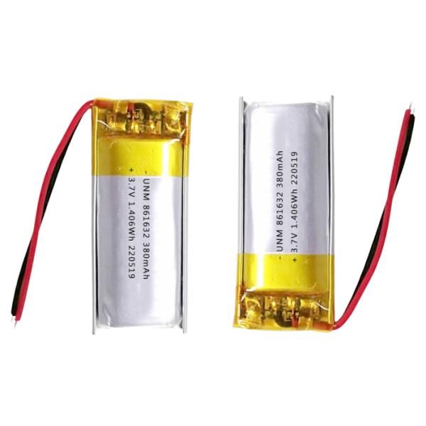 1S LiPo Batteries 3.7V 380mAh Rechargeable Li-polymer Battery 861632 for Table Lamp