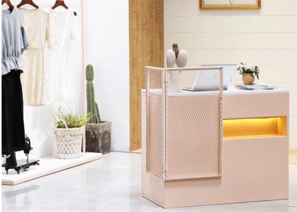 Small Colorful Wood And Metal Reception Table Furniture Clothes Office Using