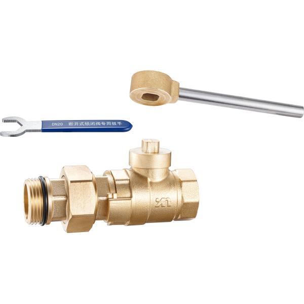 1605 Square Pattern Magnetic Lockable Water Meter Ball Valve DN20 DN25 DN32 with Flexible Coupling Quick In-Out Design