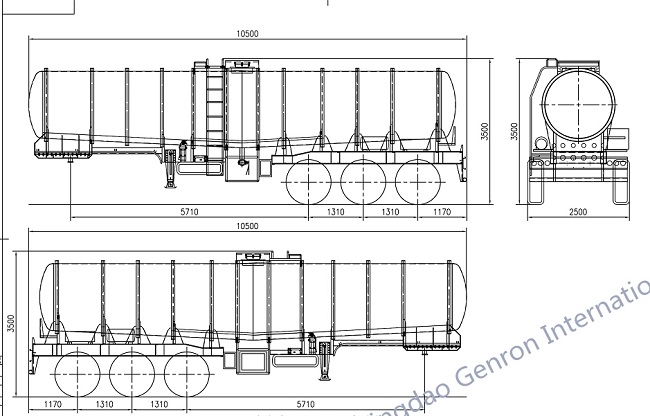 Трейлер топливозаправщика 25CBM масляной серной кислоты 30ft доставки Q345 Semi
