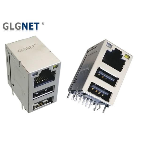 Latch Up One Port Rj45 Female Connector With Dual Ports USB 2.0 Interface