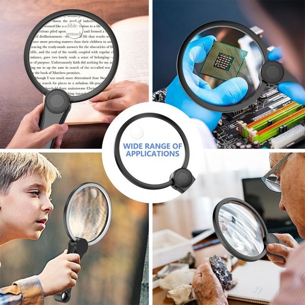 Durable 3-Color Temperature Anti-Scratch Handheld LED Magnifier Portable Magnifier