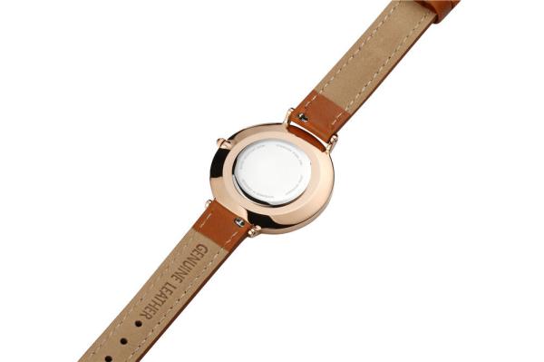 High End Ladies Watches Leather Strap Big Face PVD Coating Color
