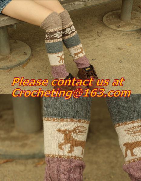 girl deer snowflake jacquard knit boot socks wood feel casual wool acrylic, socks, warmer