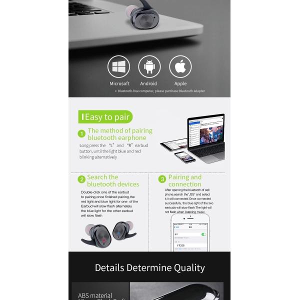 Наушник наушников музыки шлемофона игры Earbuds спорта хэндс-фри Tws Ture беспроводного стерео глубокого баса Bluetooth 5,0 HiFi