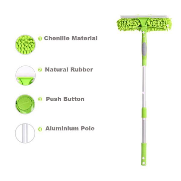 Домоустройство алюминиевого мойщика окон щетки стеклянной чистки ротатабельное телескопичное