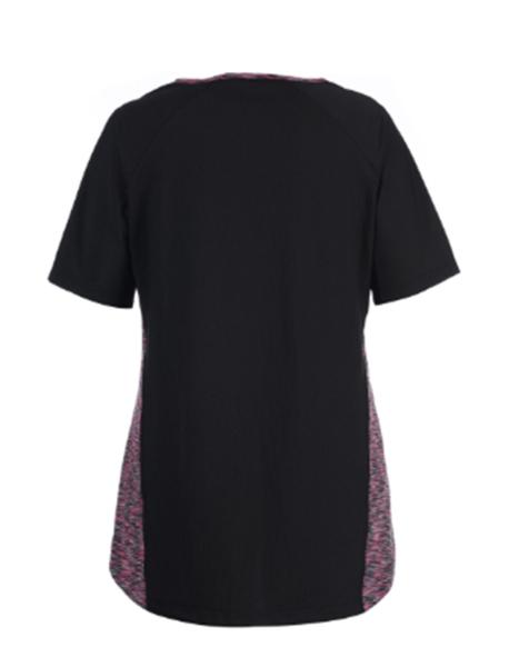 Short Sleeve Ladies Fashion Tops Round Neck Sportswear Stretchy Tee Shirt
