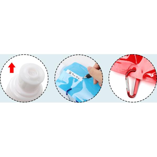 Collapsible Sports Water Bottle 3 Pack, Foldable Leak Proof Travel Bottles for Camping and Hiking, 480 mL Capacity