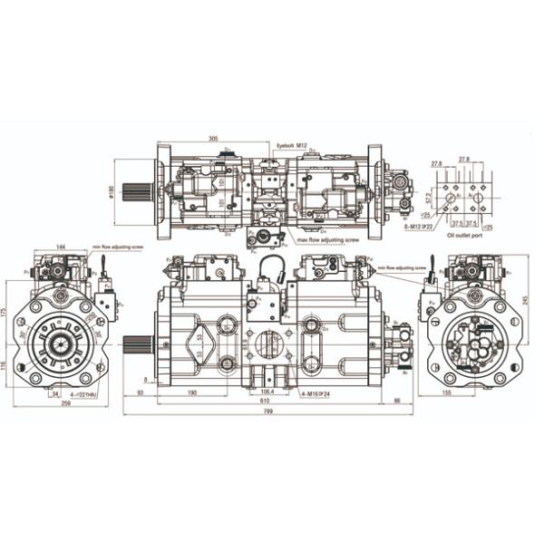 Componentes originales de maquinaria de construcción nueva bomba principal hidráulica K3V180DT-9C69-17T R335-7 con juntas de eje de rodamiento