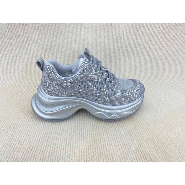 Women white thick soled with rhine-drill breathable mesh sneakers in summer