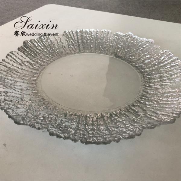 ZT-P056 Decoração de borda de prata clara Placa de carregador de vidro para decoração de casamento em casa