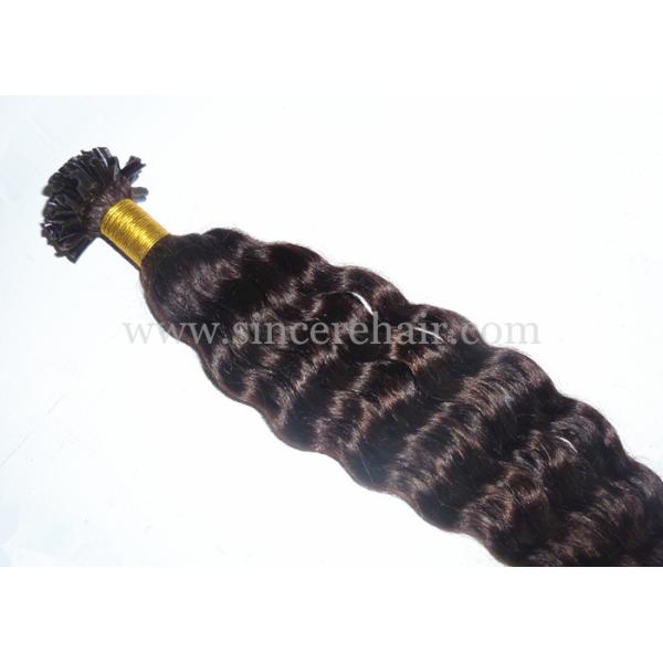Cheap 26" CURLY Hair Extensions for Sale, 65 CM Dark Brown Curly Pre Bonded U Tip Remy Human Hair Extensions 1.0 Gram For Sale 22