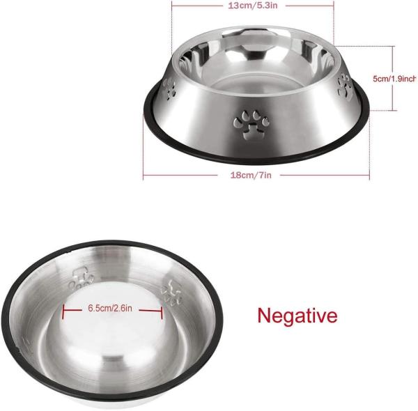 Stainless Steel Dog Bowls, Dog Feeding Bowls, Dog Plate Bowls with Rubber Base,Small Pet Feeder Water Bowls