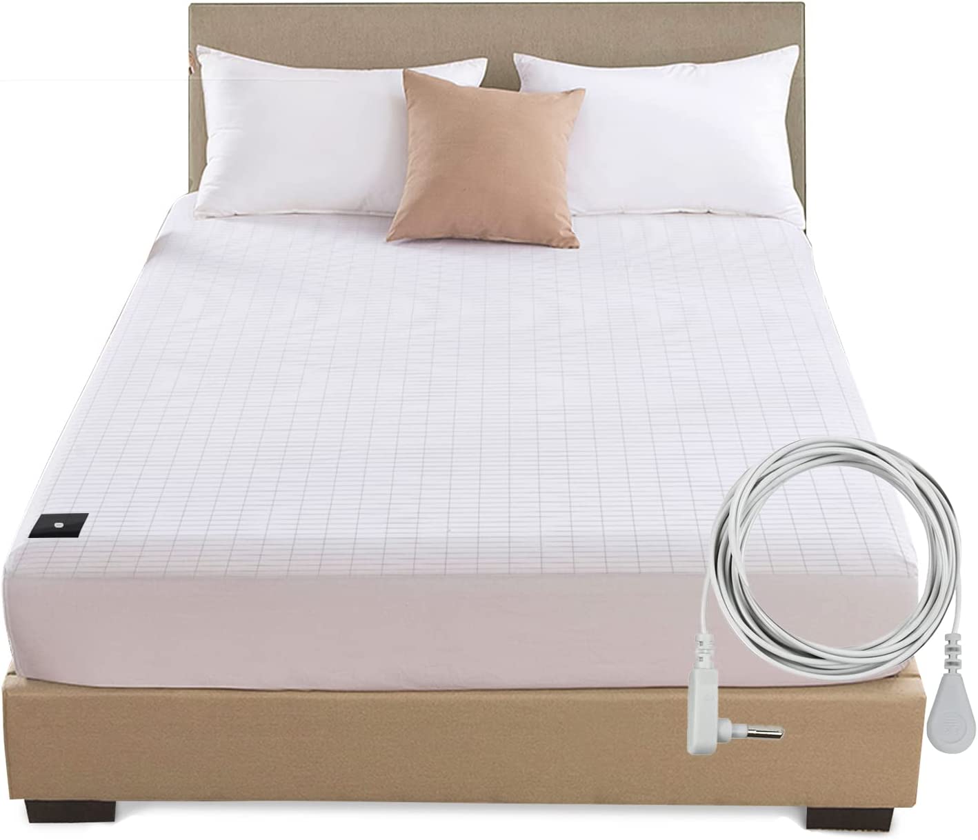 Earthing Grounding USA Fitted Sheet Bed Mat Silver Fiber Bed Sheet 15inch Height Skirt Included 15ft Grounding Cord
