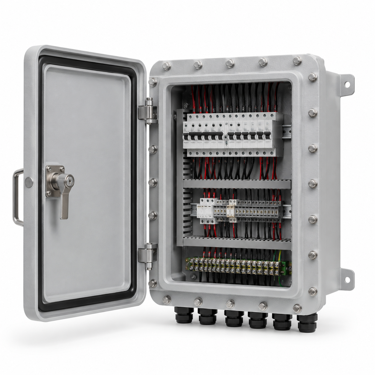 Flameproof Outdoor Distribution Panel Assembly With Lockable Safety Protective Door