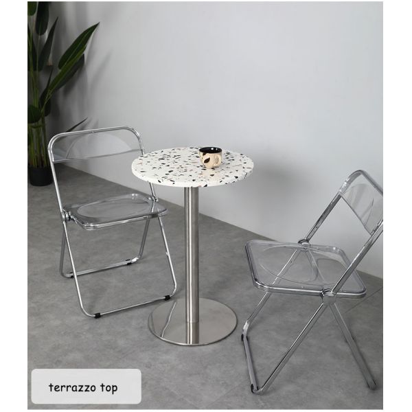 Minimalist Outdoor Leisure Stainless Steel Small Round Table Bar Dining Restaurant Table