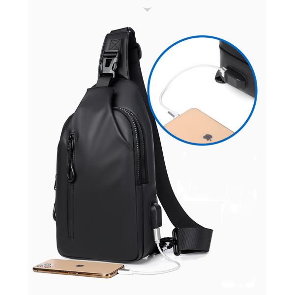 ISO Waterproof Crossbody Sling Bag Mens Sling Chest Bag With USB Charging