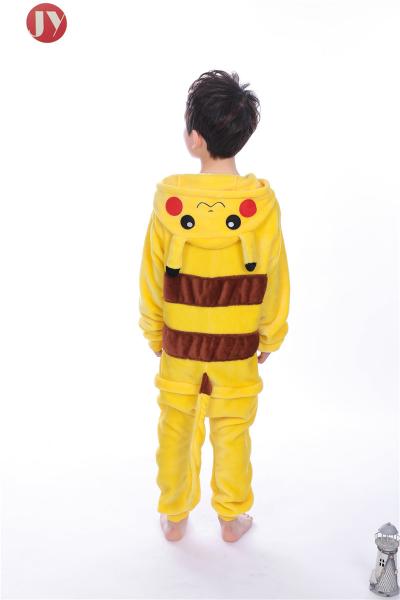 Wholesale Polyester Fluffy Flannel Fleece Kids Pikachu kigurumi Onesie Pajamas