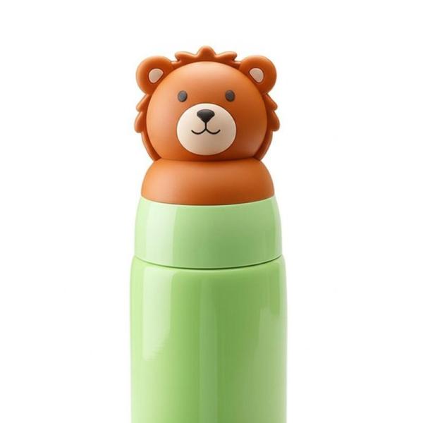 16oz Eco-Friendly Insulated Stainless Steel Water Bottle with Cute Removable Animal Head for Kids and Teens