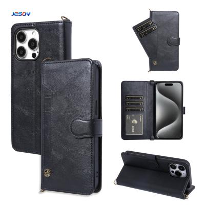 Porte-cartes pour portefeuille en cuir en PU Pour iPhone14 15 16 Pro Max