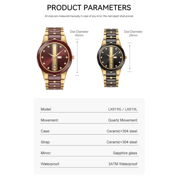 AuraCrest Duo Quartz Watch | Ceramic Couple Wholesale