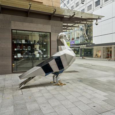 Stainless Steel Geometric Pigeon Sculpture For Yard Decor And Urban Landscape
