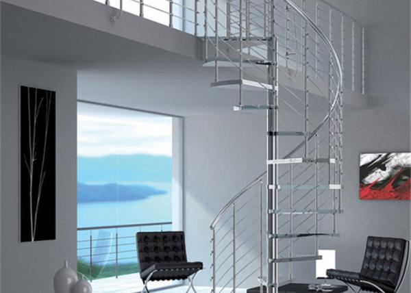 Indoor / Outdoor Custom Spiral Staircase Steel Post With Rod Bar Balstrade