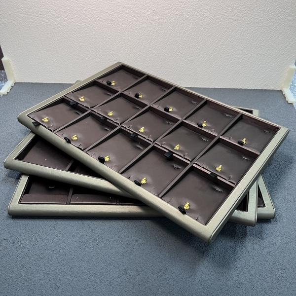 Ring Earring Pendant Necklace Jewelry Trays Displays PU Wooden Jewelry Exhibition Display