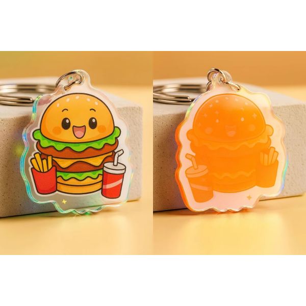 Wholesales Holographic Keychain Lenticular Acrylic Key Chain Custom Key Ring Acrylic Charms Custom Acrylic Keychain