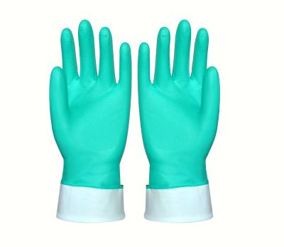 Flocklined Nitrile Rubber Gloves Chemical Resistant Waterproof  For Cleaning